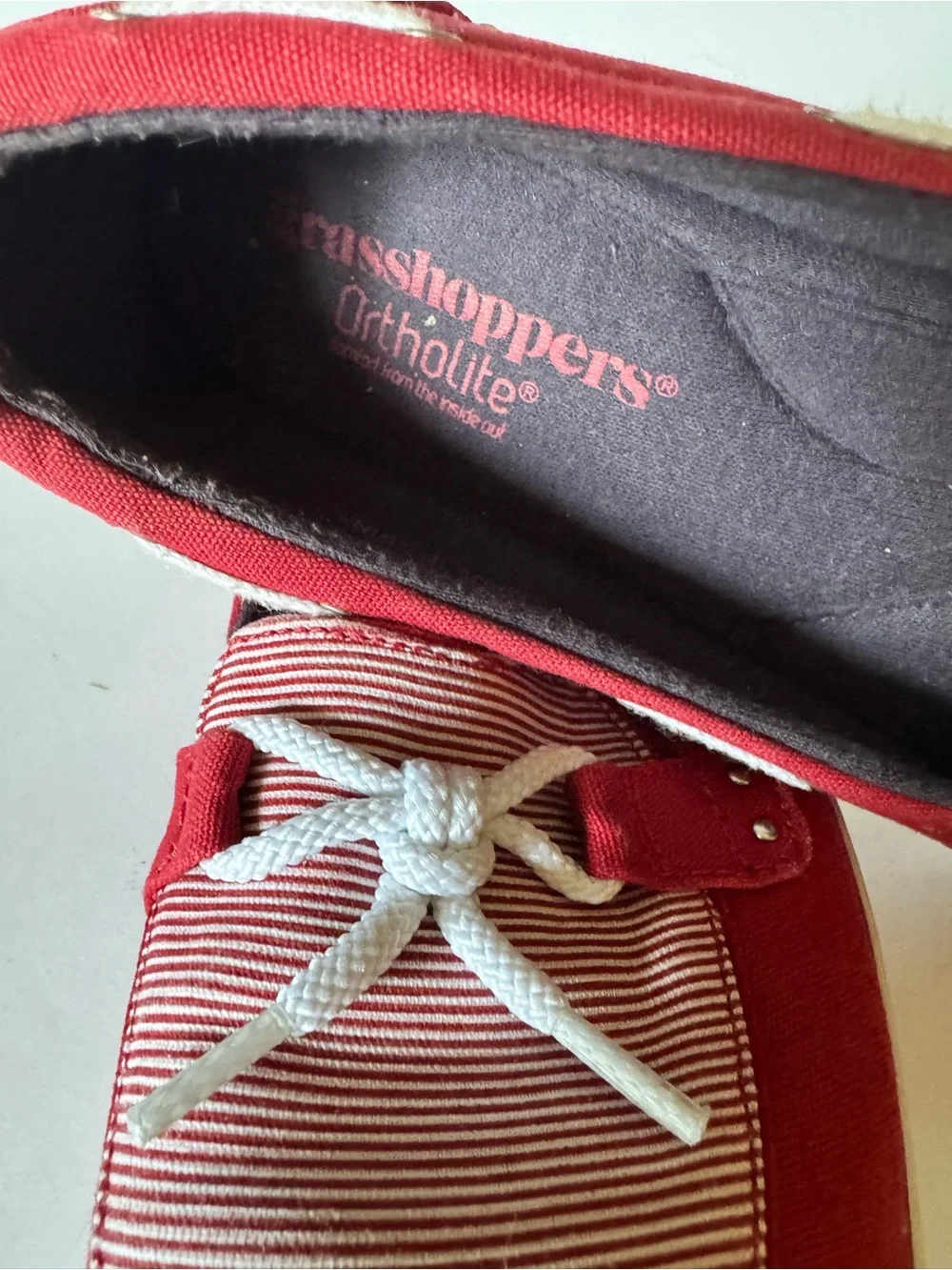 Grasshoppers Ortholite Women’s 8M Windham Red, White, Boat Shoes Loafers Slip On